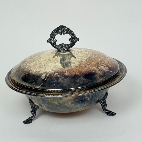 Vintage FB Rogers Silver Co1883 Footed Round Serving Dish with Lid - Picture 2 of 6